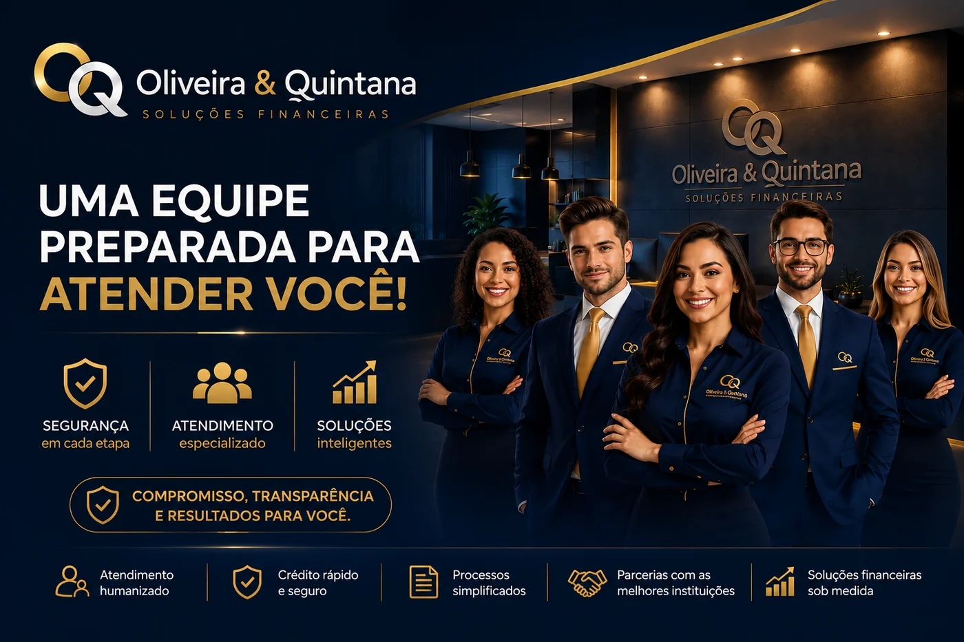 Equipe Oliveira & Quintana preparada para atender você